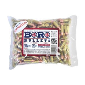 Boro Bullets 9 mm Luger 147 Grain 9mm 250 Round Bag